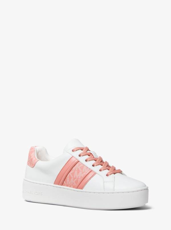 Damske Tenisky Michael Kors Poppy Leather and Logo Stripe Ruzove - Topanky Michael Kors Lacne | HPQCZ-6782